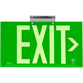 Exit Sign, Green Acrylic, w/ Photoluminescent Letters, Single Face