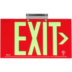 Exit Sign, Red Acrylic, w/ Photoluminescent Letters, Double Face