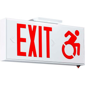 CSAUDR LED Exit Sign AC-Only with Accessibility Symbol, Red, Connecticut Approved