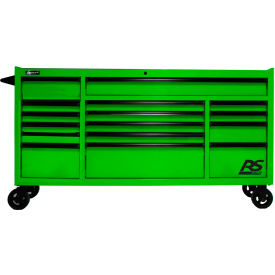 72"W X 24"D X 40-3/8"H 16 Drawer Green Roller Tool Cabinet