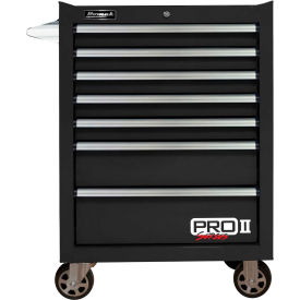 Pro II Series 27"W X 24-1/2"D X 39"H 7 Drawer Black Roller Tool Cabinet