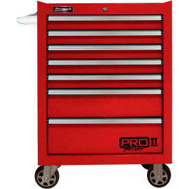 Pro II Series 27"W X 24-1/2"D X 39"H 7 Drawer Red Roller Tool Cabinet