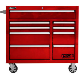 Pro II Series 41"W X 24-1/2"D X 39"H 9 Drawer Red Roller Tool Cabinet