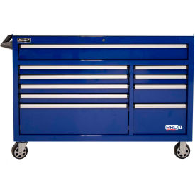 Pro II Series 54-1/2"W X 24-1/2"D X 39"H 10 Drawer Blue Roller Tool Cabinet