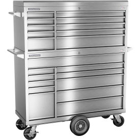 FMPro Stainless Steel 54"x20-1/4"x66-3/4" 21 Drawer Chest & Roller Cabinet Combo