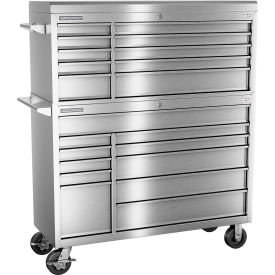 FMPro Stainless Steel 54"Wx20"Dx66-1/8"H 21 Drawer Chest & Roller Cabinet Combo
