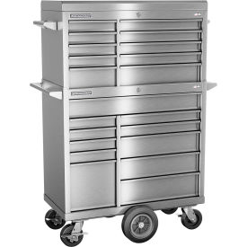 FMPro Stainless Steel 41"x20-1/4"x66-3/4" 21 Drawer Chest & Roller Cabinet Combo