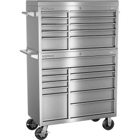 Stainless Steel 41"Wx20"Dx66-1/8"H 21 Drawer Chest & Roller Cabinet Combo
