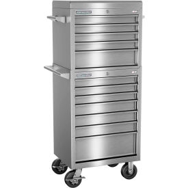 Stainless Steel 27"Wx20"Dx66-1/8"H 12 Drawer Chest & Roller Cabinet Combo
