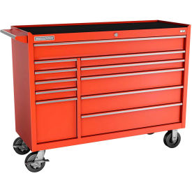 FMPro 54"W x 20"D x 42-1/2"H 11 Drawer Red Roller Cabinet