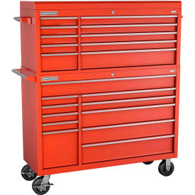 FMPro 54"W x 20"D x 66-1/8"H 21 Drawer Red Chest & Roller Cabinet Combo