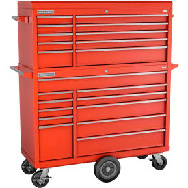 FMPro 54"W x 20-1/4"D x 66-3/4"H 21 Drawer Red Chest & Roller Cabinet Combo