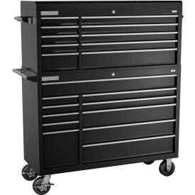 FMPro 54"W x 20"D x 66-1/8"H 21 Drawer Black Chest & Roller Cabinet Combo