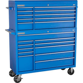 FMPro 54"W x 20"D x 66-1/8"H 21 Drawer Blue Chest & Roller Cabinet Combo