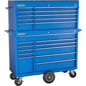FMPro 54"W x 20-1/4"D x 66-3/4"H 21 Drawer Blue Chest & Roller Cabinet Combo