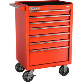 FMPro 27"W x 20"D x 42-1/2"H 7 Drawer Red Roller Cabinet
