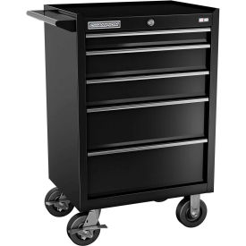 27"W x 20"D x 42-1/2"H 5 Drawer Black Roller Cabinet