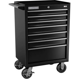 27"W x 20"D x 42-1/2"H 7 Drawer Black Roller Cabinet