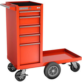 41"W x 20-1/4"D x 43-1/8"H 5 Drawer Red Roller Cabinet