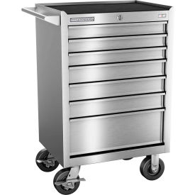 FMPro All Stainless Steel 27"Wx20"Dx42-1/2"H 7 Drawer Roller Cabinet