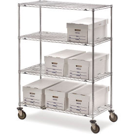 Wire Shelf Truck w/4 Shelves, 900 lb. Capacity, 72"L x 24"W x 68"H