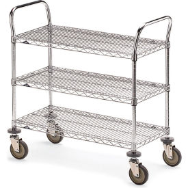 Wire Cart w/3 Shelves, 900 lb. Capacity, 36"L x 24"W x 39-1/2"H