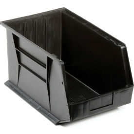 Premium Plastic Hang & Stack Bin, 16"L x 11"W x 8"H, Black