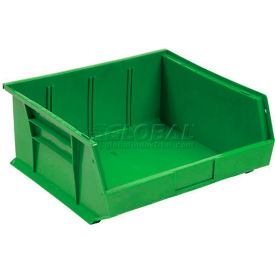 Plastic Hang & Stack Bin, 10-7/8"L x 16-1/2"W x 5"H, Green
