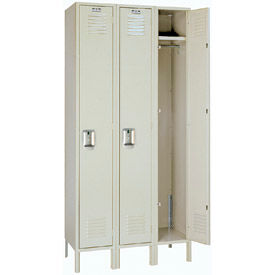 1-Tier 3 Door Locker, Recessed Handle, 36"W x 15"D x 78"H, Putty, Assembled
