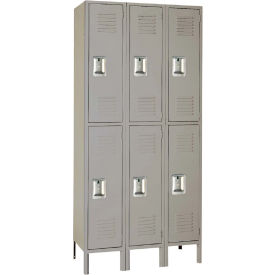 2-Tier 6 Door Locker, Recessed Handle, 36"W x 12"D x 78"H, Gray, Assembled