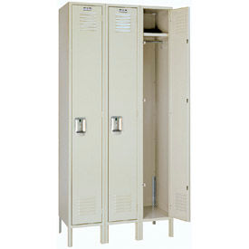 1-Tier 3 Door Locker, Recessed Handle, 36"W x 15"D x 78"H, Putty, Unassembled