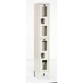 Double Tier 2 Door Safety-View Locker, 12"Wx18"Dx36"H, Tan, Unassembled