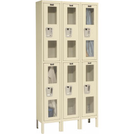 Double Tier 6 Door Safety-View Locker, 12"Wx18"Dx36"H, Tan, Unassembled