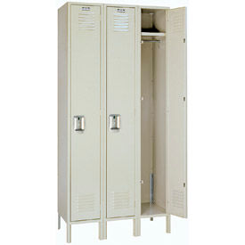 1-Tier 3 Door Locker, Recessed Handle, 54"W x 18"D x 78"H, Putty, Unassembled