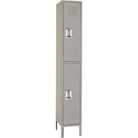 2-Tier 2 Door Locker, Recessed Handle, 15"W x 15"D x 78"H, Gray, Unassembled