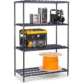 4 Shelf, Poly-Z-Brite Heavy Duty Wire Shelving Unit, Starter, 48"W x 18"D x 74"H