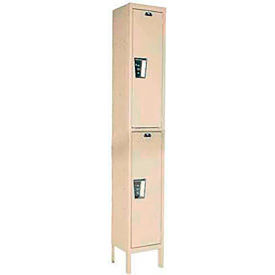 2-Tier 2 Door Maintenance-Free Quiet Locker, 12"Wx15"Dx36"H, Tan, Unassembled
