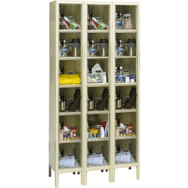 6-Tier 18 Door Safety-View Locker, 36"W x 12"D x 78"H, Tan, Unassembled