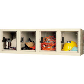 1-Tier 4 Door Safety-View Wall Mount Locker, 48"Wx18"Dx14-3/4"H, Tan, Unassembled