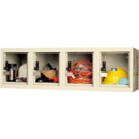 1-Tier 4 Door Safety-View Wall Mount Locker, 48"W x 18"D x 14-3/4"H, Tan, Assembled