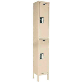 2-Tier 2 Door Maintenance-Free Quiet Locker, 12"W x 15"D x 78"H, Tan, Assembled