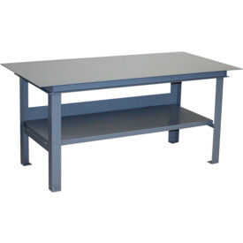 Standard Workbench W/ Shelf & Steel Square Edge, 72"W x 36"D, Gray
