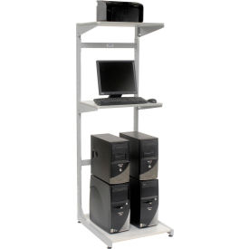 24" Computer Server Station, 24"W x 30"D x 74"H, Gray, Unassembled