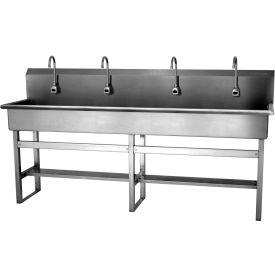 58FBL 4-Person Floor Mount Wash Station With Battery Powered Sensors