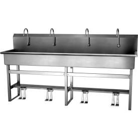 58FSL-0.5 4-Person Floor Mount Wash-Station, Double Foot Pedal Valves, 0.5 GPM