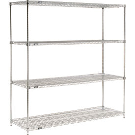 4 Shelf Chrome Quick Adjust Wire Shelving Unit, Starter, 72"W x 24"D x 74"H