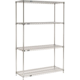 4 Shelf Chrome Quick Adjust Wire Shelving Unit Starter 48"W x 24"D x 86"H