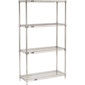 4 Shelf, Chrome Quick Adjust Wire Shelving Unit, Starter, 36"W x 14"D x 63"H