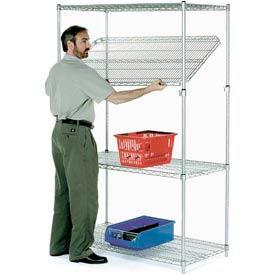 4 Shelf, Chrome Quick Adjust Wire Shelving Unit, Starter, 48"W x 14"D x 74"H