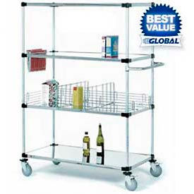 Stainless Steel Shelf Truck w/Brakes, 1200 lb. Capacity, 36"L x 24"W x 69"H